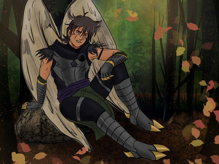 Artfight attack 2024 for Hootsweets of their oc, Alden.